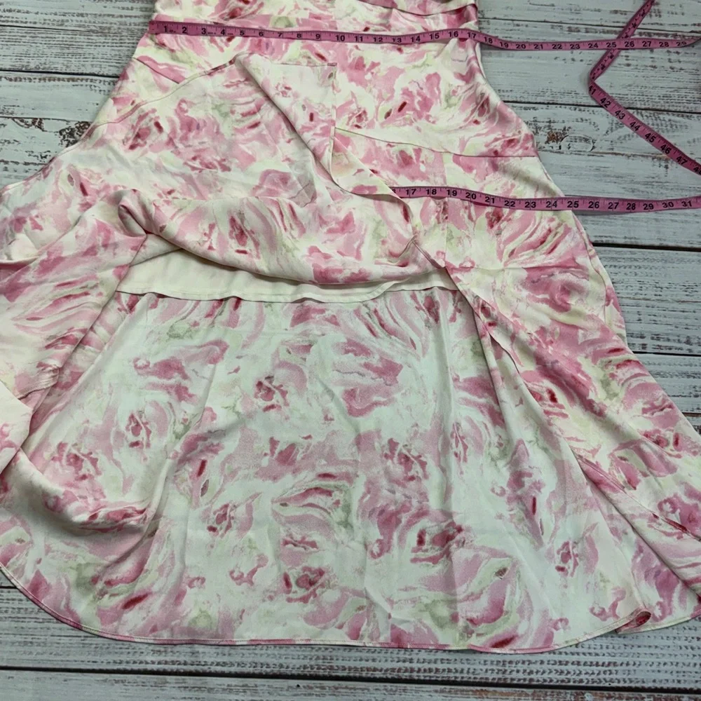 ASTR Women’s XL Pink Watercolor Asymmetric Shoulder Strap Midi Dress NEW - Picture 13 of 13